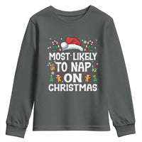 Family Matching Christmas Youth Sweatshirt Most Likely To Nap On Xmas - Wonder Print Shop