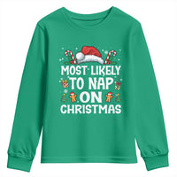 Family Matching Christmas Youth Sweatshirt Most Likely To Nap On Xmas - Wonder Print Shop