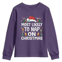 Family Matching Christmas Youth Sweatshirt Most Likely To Nap On Xmas - Wonder Print Shop