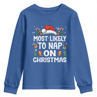 Family Matching Christmas Youth Sweatshirt Most Likely To Nap On Xmas - Wonder Print Shop