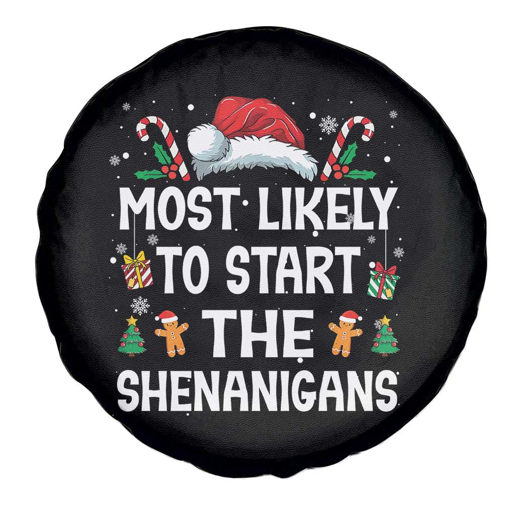 Family Matching Christmas Spare Tire Cover Most Likely To Start All The Shenanigans - Wonder Print Shop