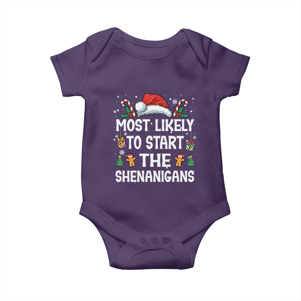Family Matching Christmas Baby Onesie Most Likely To Start All The Shenanigans - Wonder Print Shop