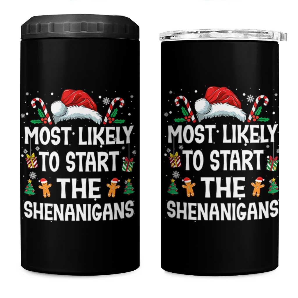 Family Matching Christmas 4 in 1 Can Cooler Tumbler Most Likely To Start All The Shenanigans - Wonder Print Shop