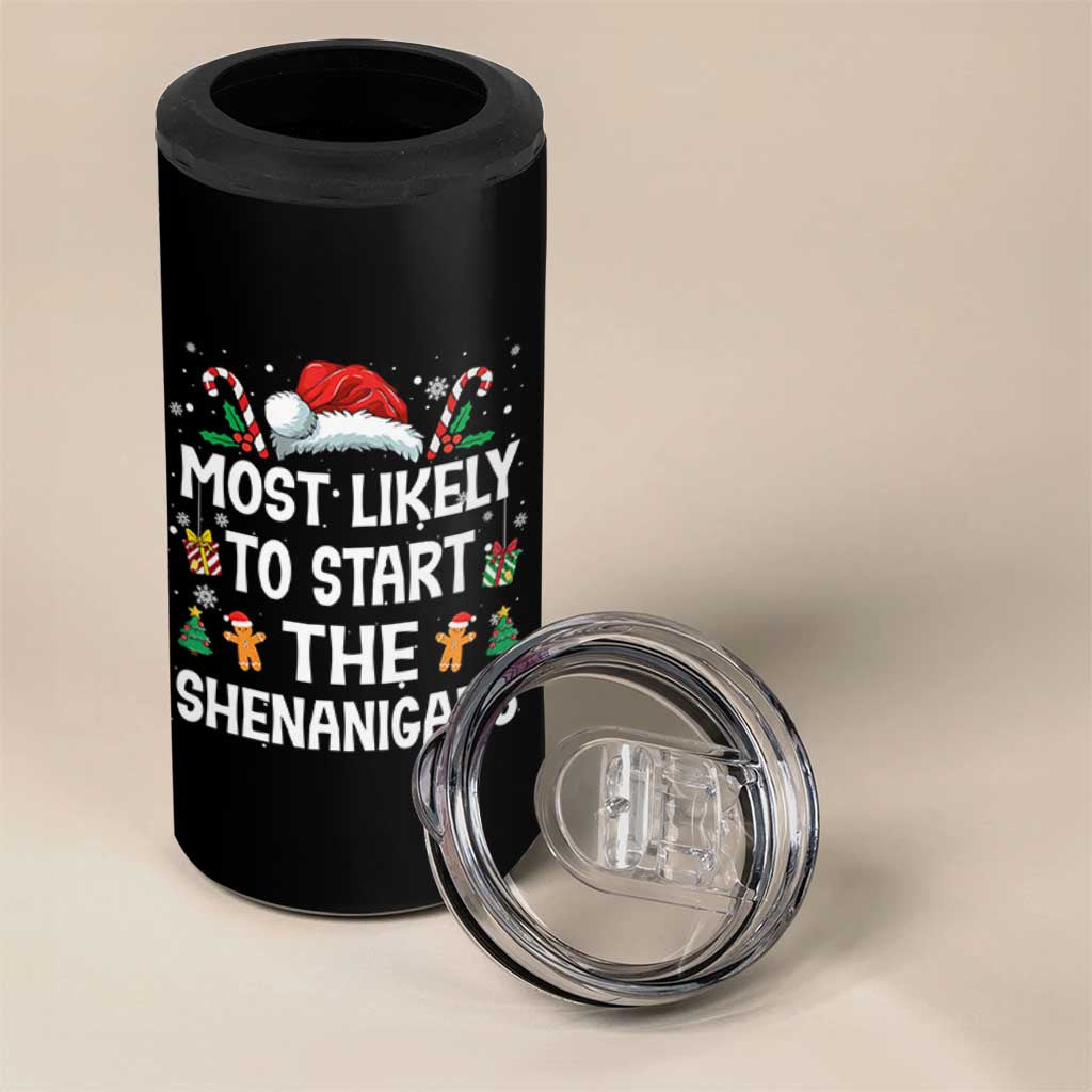 Family Matching Christmas 4 in 1 Can Cooler Tumbler Most Likely To Start All The Shenanigans - Wonder Print Shop