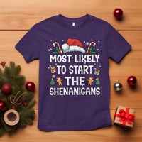 Family Matching Christmas T Shirt Most Likely To Start All The Shenanigans - Wonder Print Shop