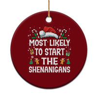 Family Matching Christmas Ceramic Ornament Most Likely To Start All The Shenanigans - Wonder Print Shop