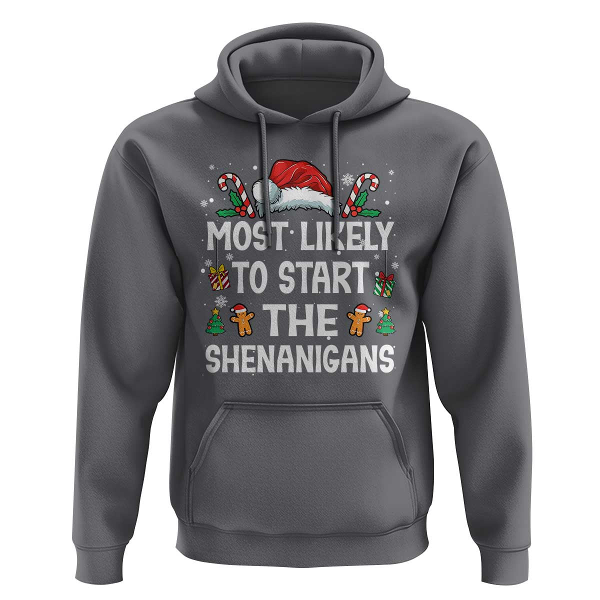 Family Matching Christmas Hoodie Most Likely To Start All The Shenanigans - Wonder Print Shop