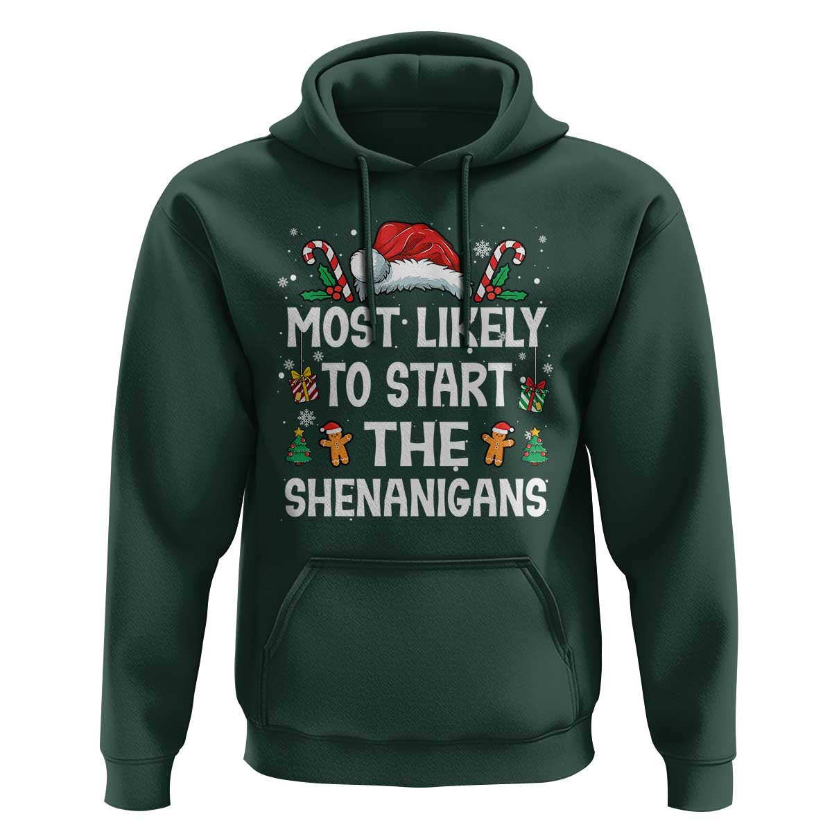 Family Matching Christmas Hoodie Most Likely To Start All The Shenanigans - Wonder Print Shop