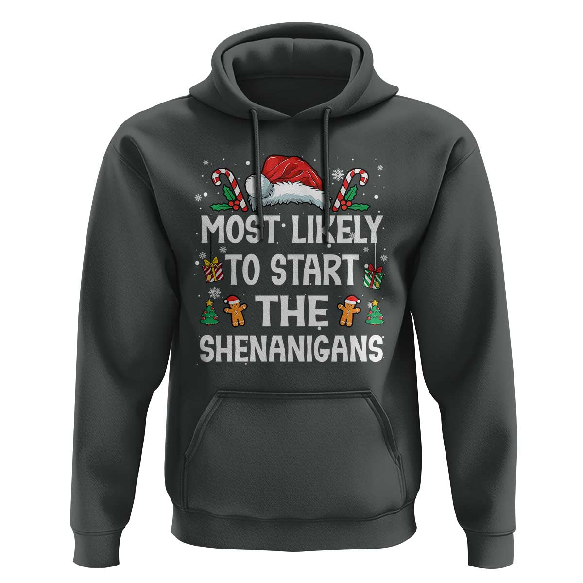 Family Matching Christmas Hoodie Most Likely To Start All The Shenanigans - Wonder Print Shop