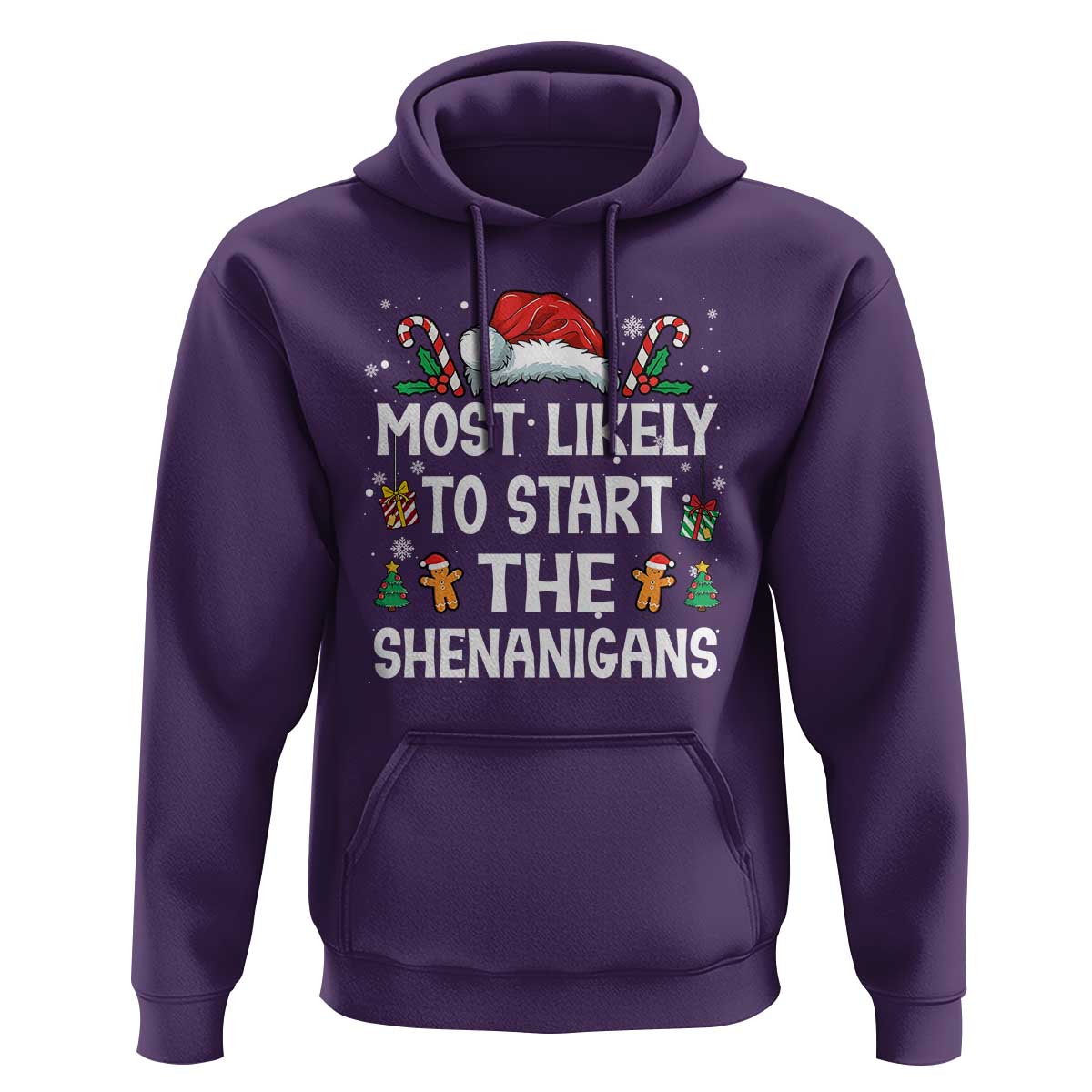 Family Matching Christmas Hoodie Most Likely To Start All The Shenanigans - Wonder Print Shop
