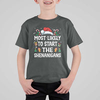 Family Matching Christmas T Shirt For Kid Most Likely To Start All The Shenanigans - Wonder Print Shop