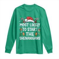Family Matching Christmas Long Sleeve Shirt Most Likely To Start All The Shenanigans - Wonder Print Shop