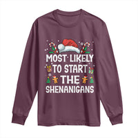 Family Matching Christmas Long Sleeve Shirt Most Likely To Start All The Shenanigans - Wonder Print Shop