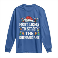 Family Matching Christmas Long Sleeve Shirt Most Likely To Start All The Shenanigans - Wonder Print Shop