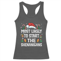 Family Matching Christmas Racerback Tank Top Most Likely To Start All The Shenanigans - Wonder Print Shop
