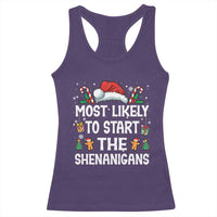 Family Matching Christmas Racerback Tank Top Most Likely To Start All The Shenanigans - Wonder Print Shop