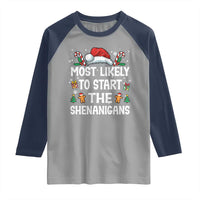 Family Matching Christmas Raglan Shirt Most Likely To Start All The Shenanigans - Wonder Print Shop