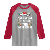 Family Matching Christmas Raglan Shirt Most Likely To Start All The Shenanigans - Wonder Print Shop