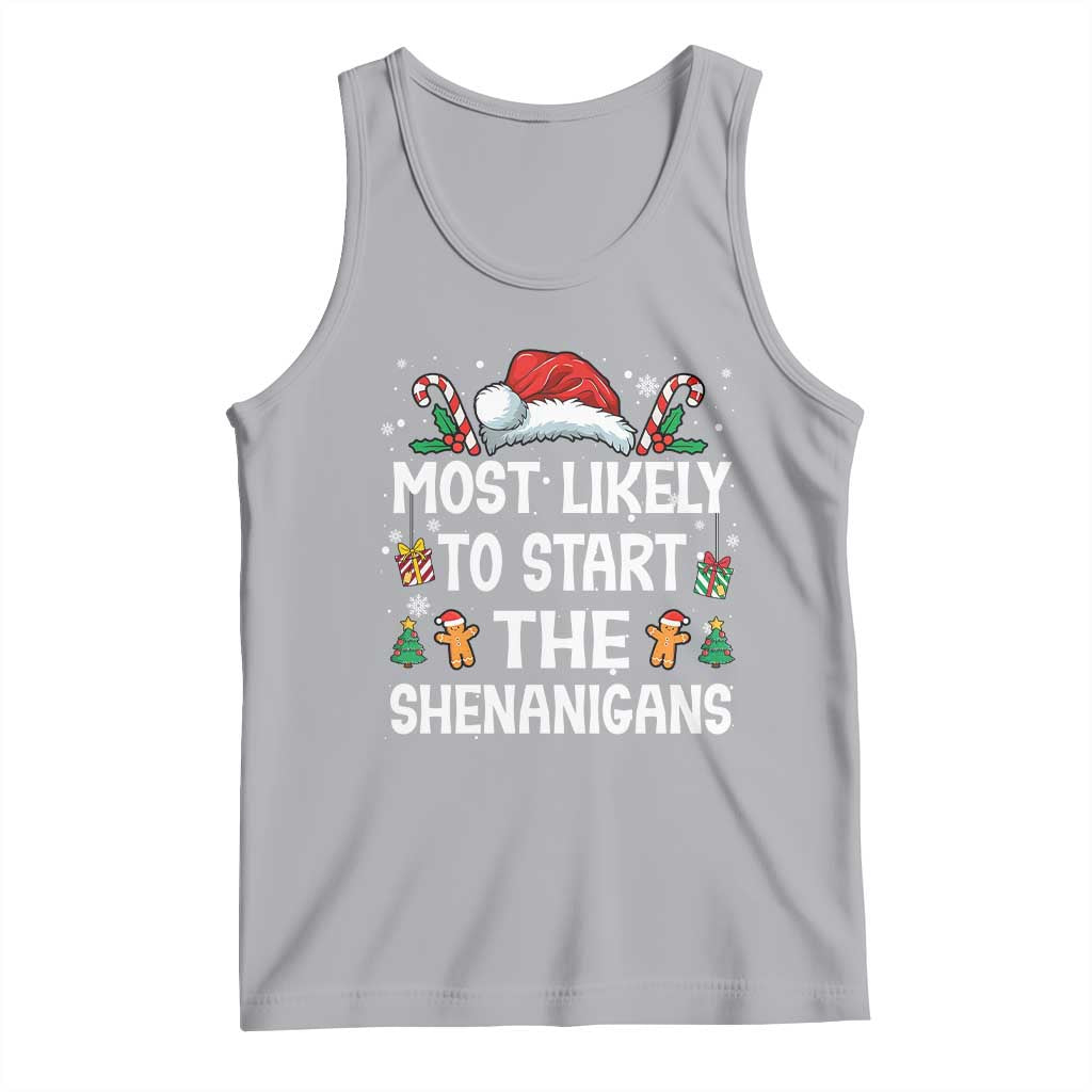 Family Matching Christmas Tank Top Most Likely To Start All The Shenanigans - Wonder Print Shop
