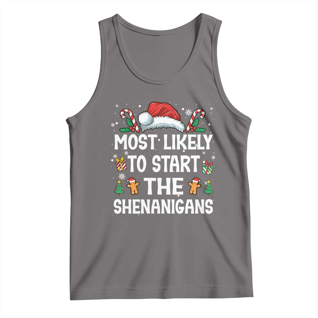 Family Matching Christmas Tank Top Most Likely To Start All The Shenanigans - Wonder Print Shop