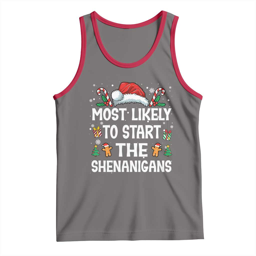 Family Matching Christmas Tank Top Most Likely To Start All The Shenanigans - Wonder Print Shop