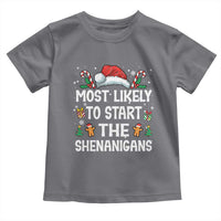 Family Matching Christmas Toddler T Shirt Most Likely To Start All The Shenanigans - Wonder Print Shop