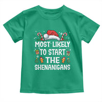 Family Matching Christmas Toddler T Shirt Most Likely To Start All The Shenanigans - Wonder Print Shop