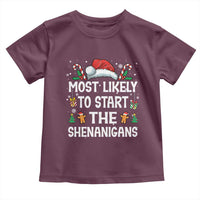 Family Matching Christmas Toddler T Shirt Most Likely To Start All The Shenanigans - Wonder Print Shop