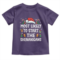 Family Matching Christmas Toddler T Shirt Most Likely To Start All The Shenanigans - Wonder Print Shop
