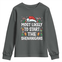 Family Matching Christmas Youth Sweatshirt Most Likely To Start All The Shenanigans - Wonder Print Shop