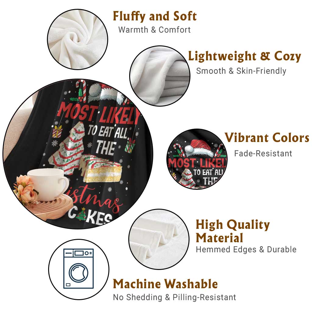 Funny Christmas Squad Throw Blanket Most Likely To Eat All The Christmas Tree Cakes - Wonder Print Shop