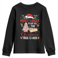 Funny Christmas Squad Youth Sweatshirt Most Likely To Eat All The Christmas Tree Cakes - Wonder Print Shop