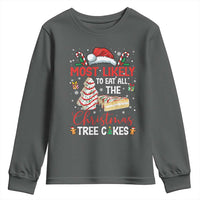 Funny Christmas Squad Youth Sweatshirt Most Likely To Eat All The Christmas Tree Cakes - Wonder Print Shop