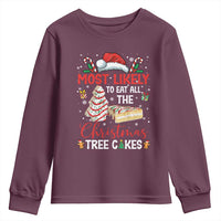 Funny Christmas Squad Youth Sweatshirt Most Likely To Eat All The Christmas Tree Cakes - Wonder Print Shop