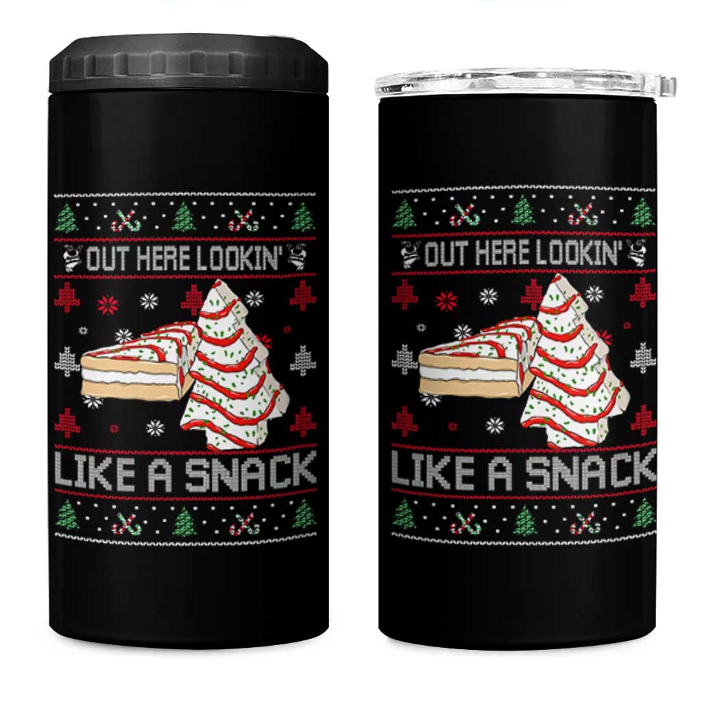Debbies Christmas Tree Cake 4 in 1 Can Cooler Tumbler Out Here Lookin Like A Snack - Wonder Print Shop