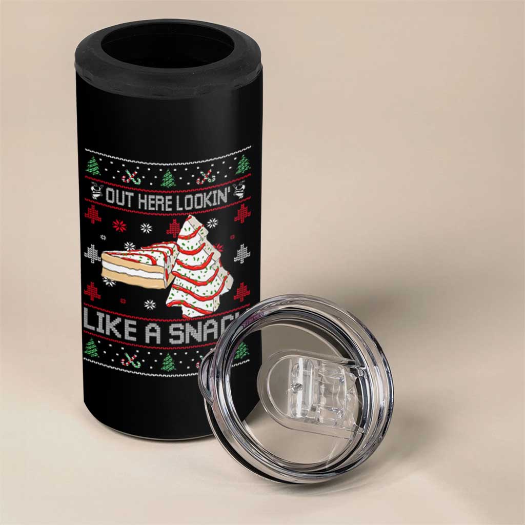 Debbies Christmas Tree Cake 4 in 1 Can Cooler Tumbler Out Here Lookin Like A Snack - Wonder Print Shop