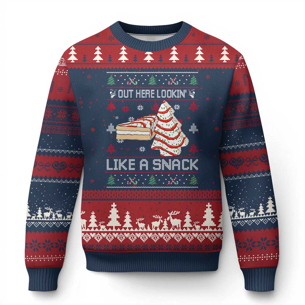 Debbies Xmas Tree Cake Ugly Christmas Sweater Out Here Lookin Like A Snack - Wonder Print Shop