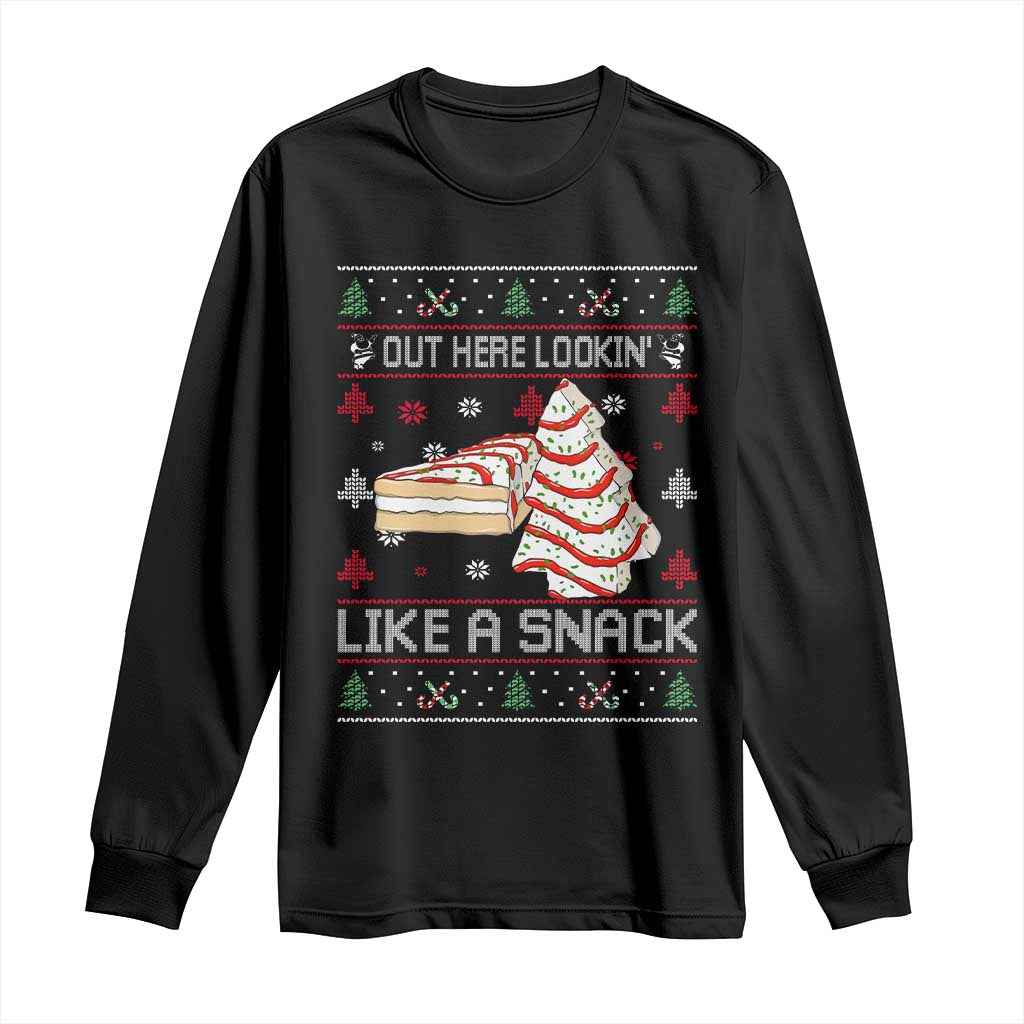 Debbies Christmas Tree Cake Long Sleeve Shirt Out Here Lookin Like A Snack - Wonder Print Shop