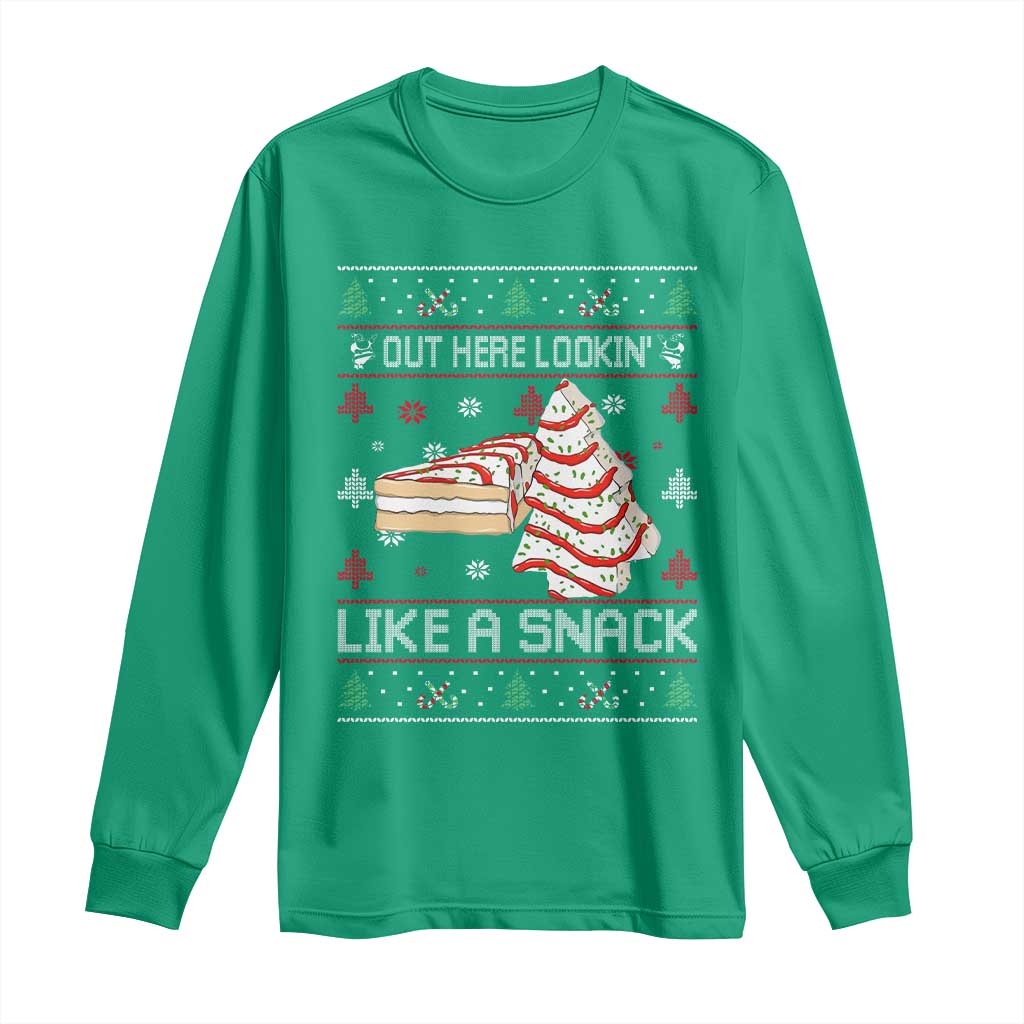 Debbies Christmas Tree Cake Long Sleeve Shirt Out Here Lookin Like A Snack - Wonder Print Shop