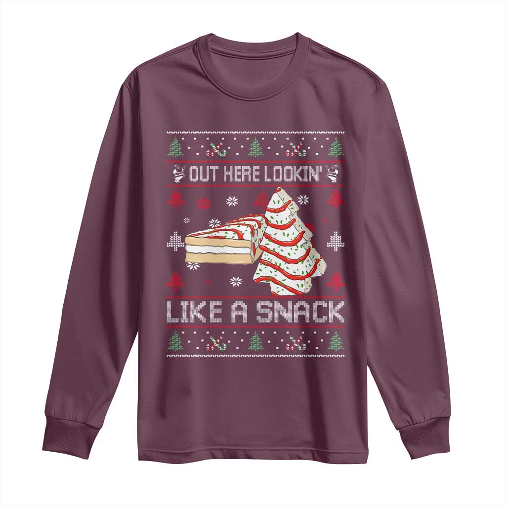 Debbies Christmas Tree Cake Long Sleeve Shirt Out Here Lookin Like A Snack - Wonder Print Shop