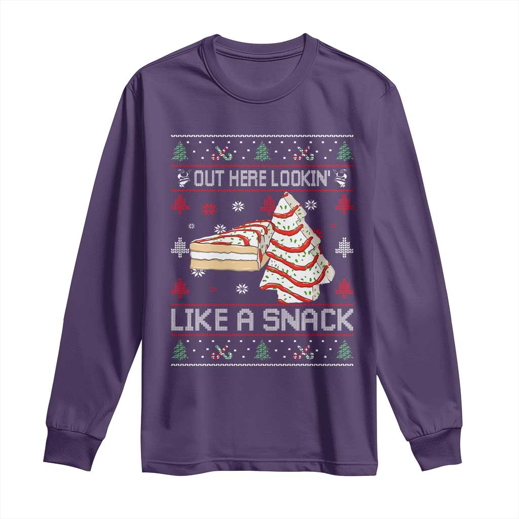 Debbies Christmas Tree Cake Long Sleeve Shirt Out Here Lookin Like A Snack - Wonder Print Shop