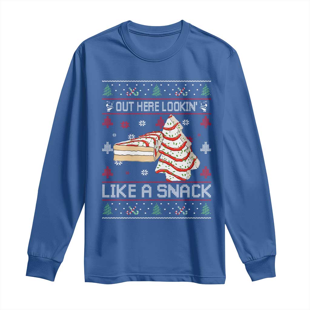 Debbies Christmas Tree Cake Long Sleeve Shirt Out Here Lookin Like A Snack - Wonder Print Shop