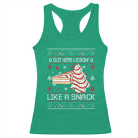 Debbies Christmas Tree Cake Racerback Tank Top Out Here Lookin Like A Snack - Wonder Print Shop