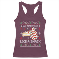 Debbies Christmas Tree Cake Racerback Tank Top Out Here Lookin Like A Snack - Wonder Print Shop