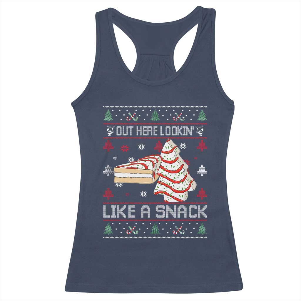 Debbies Christmas Tree Cake Racerback Tank Top Out Here Lookin Like A Snack - Wonder Print Shop