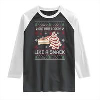 Debbies Christmas Tree Cake Raglan Shirt Out Here Lookin Like A Snack - Wonder Print Shop