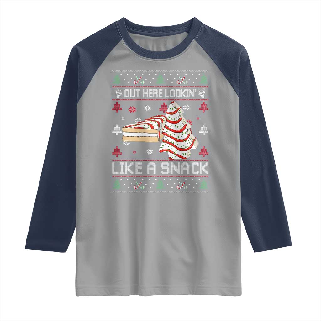 Debbies Christmas Tree Cake Raglan Shirt Out Here Lookin Like A Snack - Wonder Print Shop