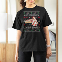 Debbies Christmas Tree Cake T Shirt For Women Out Here Lookin Like A Snack - Wonder Print Shop
