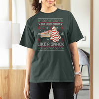 Debbies Christmas Tree Cake T Shirt For Women Out Here Lookin Like A Snack - Wonder Print Shop