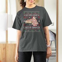 Debbies Christmas Tree Cake T Shirt For Women Out Here Lookin Like A Snack - Wonder Print Shop